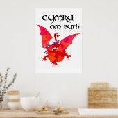 'Pays de Galles Pour Toujours' Poster Red Dragon (Cuisine)