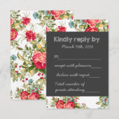Pays de tableau noir Chintz Mariage RSVP (Devant / Derrière)