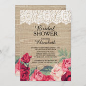 Pays dentelle Rose bois nuptiale douche Invitation (Devant / Derrière)
