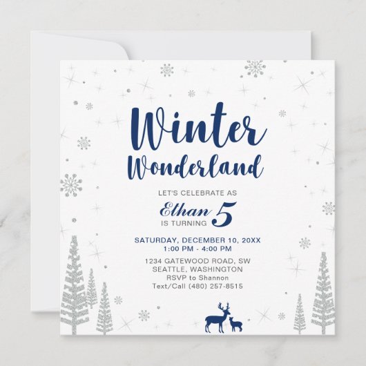 Pays des merveilles d'hiver - Invitation d'anniver (Devant)