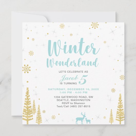 Pays des merveilles d'hiver - Invitation d'anniver (Devant)