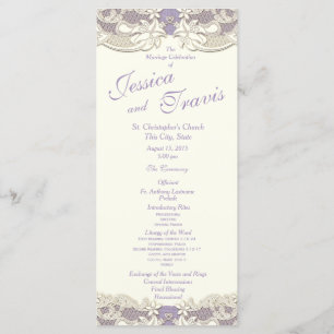 Pays Elegance Lavender Floral Wedding Programme