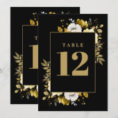 Pays Élégant Noir Et Or Floral Numéro De Table (Devant / Derrière)