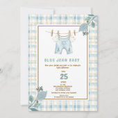 Pays En vichy Blue Jean Baby shower Invitation (Devant)