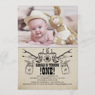 Pays et rustique 1 Invitation photo d'anniversaire