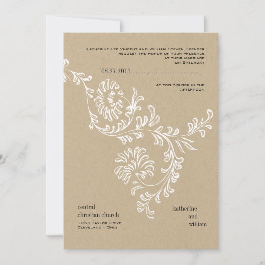 Pays Faire-part de mariage Floral (Devant)