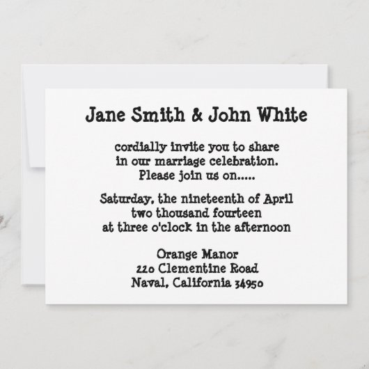 Pays Faire-part de mariage Ouest (Dos)