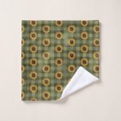 Pays Fleurs de soleil rustiques Vert Plaid En vich (Gant de toilette)