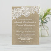 Pays Floral Burlap et dentelle mariage Invitations (Debout devant)