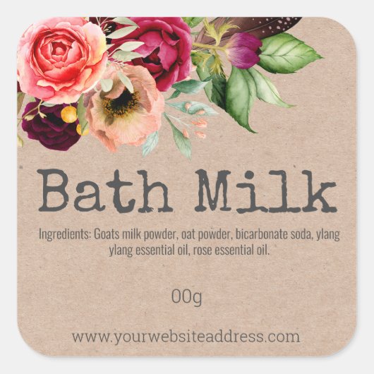 Pays Floral Kraft Lait à Bain Étiquettes de produi (Devant)