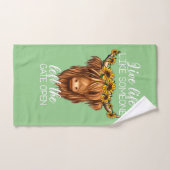 pays heifer highland vache avec tournesol ferme f (Serviette à main)