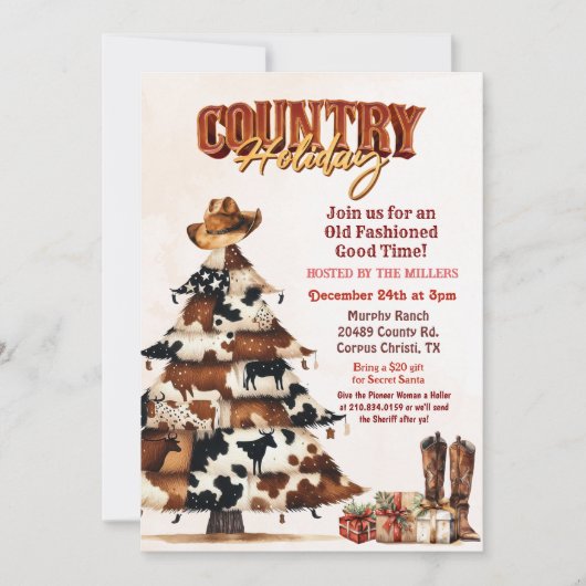 Pays Holiday Invitation Occidentale (Devant)