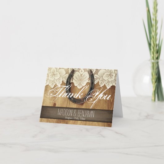 Pays Horseshoe Lace Mariage Carte de remerciements (Devant)