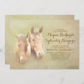 pays mariage rustique invitation avec couple de ch (Devant / Derrière)