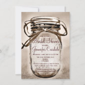 Pays Mason Jar Rustic Bridal Showvous Invitations (Devant)