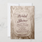 Pays Mason Jar Rustic Bridal Showvous Invitations (Devant)