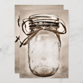 Pays Mason Jar Rustic Invitation Modèle blanc (Devant / Derrière)