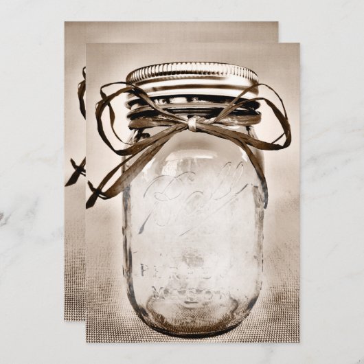 Pays Mason Jar Rustic Invitation Modèle blanc (Devant / Derrière)