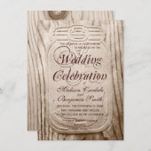 Pays Mason Jar Rustique Bois de mariage Invitation (Devant / Derrière)