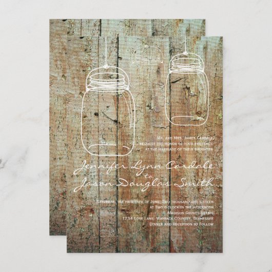 Pays Mason Jars Grange Bois Mariage Invitations (Devant / Derrière)
