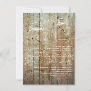 Pays Mason Jars Grange Bois Mariage Invitations