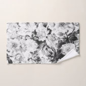 Pays moderne blanc noir d'aquarelle floral (Serviette à main)