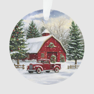 Pays Noël Camion rouge et grange