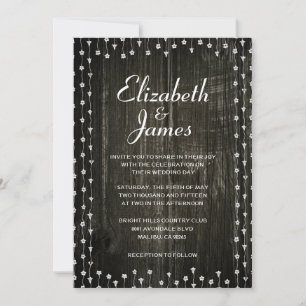 Pays Noir & Blanc Bois de mariage Invitations