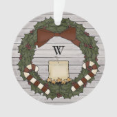 Pays primitif Ferme Holly Monogram Wreath (devant)