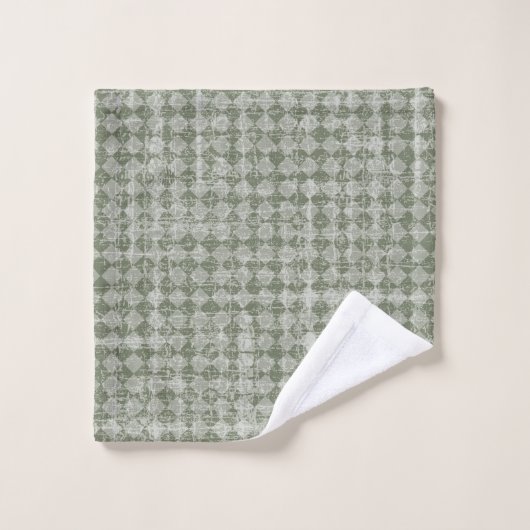 Pays primitif Olive Green Diamond Check (Gant de toilette)