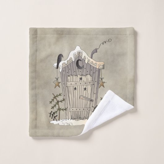 Pays primitif Outhouse et Crow Sit a Spell (Gant de toilette)