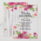 Pays Rose Roses Baby shower bois Invitation (Devant / Derrière)