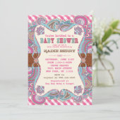 Pays, Rose, Western Baby Shower Invitations (Debout devant)