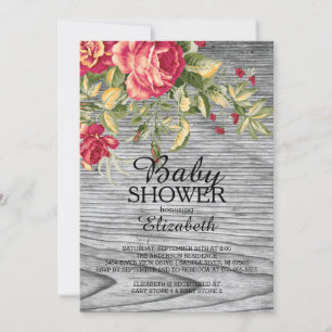 Pays Rose Wood Girls Baby shower Invitation