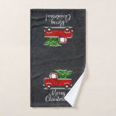 Pays rouge de Joyeux Noël d'arbre de camion (Serviette à main)