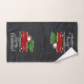 Pays rouge de Joyeux Noël d'arbre de camion (Serviette à main)