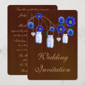 Pays Russe Bleu Mason Faire-part de mariage jarres (Devant / Derrière)