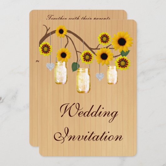 Pays Russe Jaune Mason Jar Faire-part de mariage (Devant / Derrière)