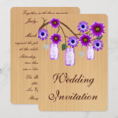 Pays Russe Violet Mason Jar Faire-part de mariage (Devant / Derrière)