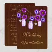 Pays Russe Violet Mason Jar Faire-part de mariage (Devant / Derrière)