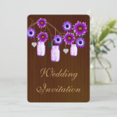 Pays Russe Violet Mason Jar Faire-part de mariage (Debout devant)