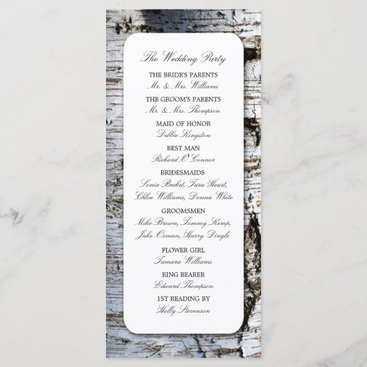Pays Rustic Birch Tree Wedding Programme Modèle (Dos)
