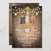 Pays Rustic Bois Barrel Invitations de mariage (Devant / Derrière)
