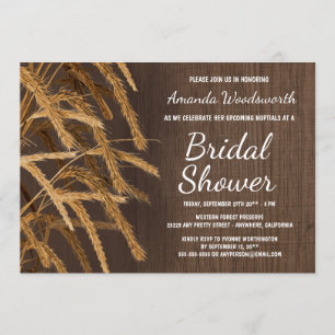 Pays Rustic Hay Blé Bridal Douche Invitations