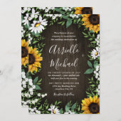 Pays Rustic Sunflower Daisy Invitations de mariage (Devant / Derrière)