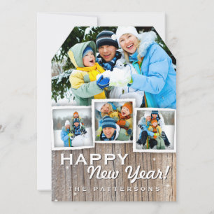 Pays Rustic Wood Bonne année Carte photo