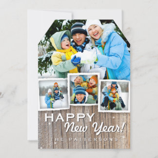 Pays Rustic Wood Bonne année Carte photo