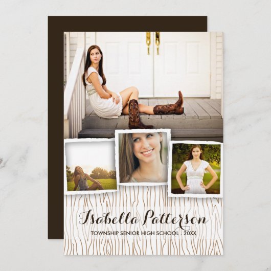 Pays Rustic Woodgrain Graduation Invitation (Devant / Derrière)