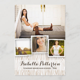 Pays Rustic Woodgrain Graduation Invitation