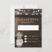 Pays Rustique Baril de bois de mariage Carte RSVP (Devant)